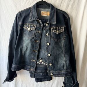 Elite Jeans Denim Jacket Jeans Set Womens L 11/12 Rhinestone Y2K Retro Bling